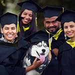 2 Pieces Black Dog Graduation Cap and Gown 2024 Pets Graduation Caps Dog Graduation Bandana Scarf Pet Cosplay Glasses Set for Small Medium Large Dogs Cats Graduation Party Dress Costume Accessory