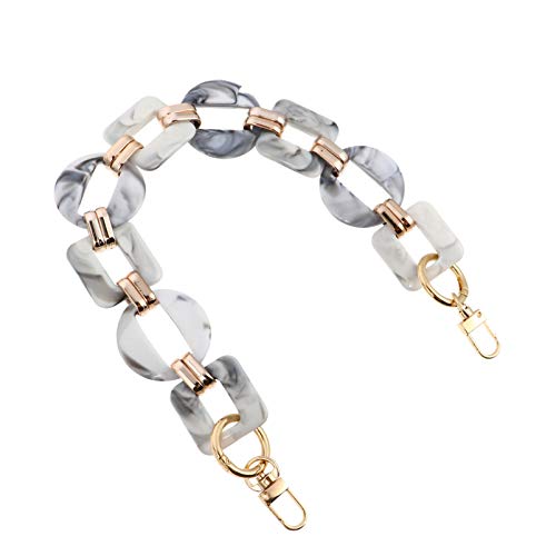 Pretyzoom white resin handbag chain straps acrylic purse chain st…