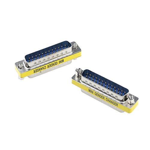Semetall 5 Pack 25 Pin Mini Serial Cable Gender Changer Coupler Vga Adapter Video Transmission Straight Through Head(Db25,Male To Male) #TOP2