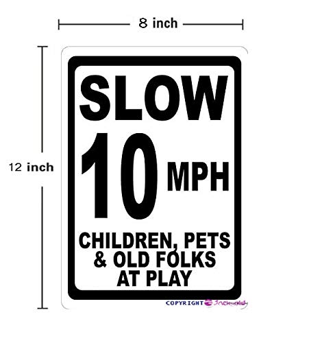 Nansicy Aluminiumschild 'Slow - No Dust 5 Mph Maximum' – Robustes Retro-Warnschild, 20 X 30 Cm, Für Garage & Hof