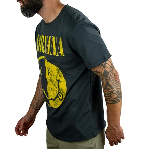 Amplified Camiseta Nirvana Spliced Logo Charcoal, Gris, L