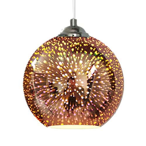 TPWEWRX Bunte 3D Glas Pendelleuchte E27 Runder Lampenschirm Nordic Fireworks Leuchte Moderne Multicolor Deckenleuchten Hängelampen Höhenverstellbar für Wohnzimmer Esszimmer (Bronze,5.9in)