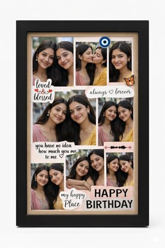 Image of Custom Birthday Collage Photo Frame | Personalized Happy Birthday Gift for Best Friend, Sister | Memory Picture Frame Wall Deco