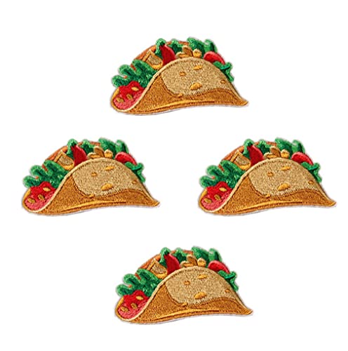 XUNHUI Taco Patch for Clothing Iron On Food Embroidered Sew Applique Cute Patch Fabric Clothes Badge Garment DIY Apparel Accessories 5 PCS 4.5cm X8.1cm