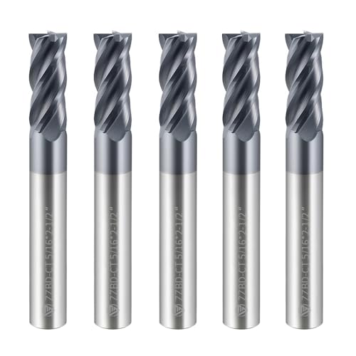 Image of 5 /16 Inch HRC55 Square End Mills-4 Flute TiALSiN Coating for Milling Alloy Steels, Hardened Steel, Metal etc.(5 Pcs)