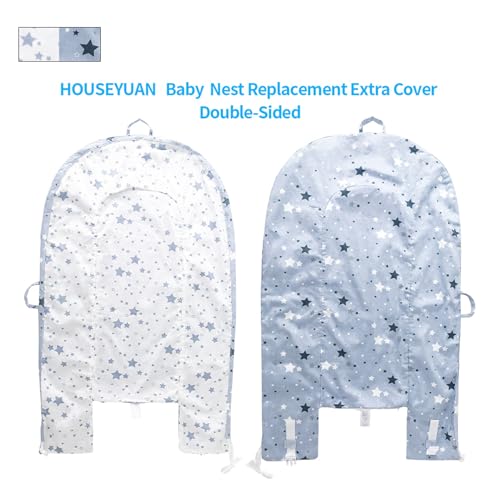 Image of Infant Baby Lounger Replaceable Cover co-Sleeping Newborn Baby Nest Backup Cover Breathable Machine Washable (Blue Star)