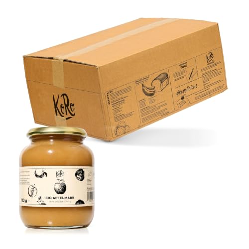 KoRo - Bio Apfelmus 6 x 700 g - 100% Frucht - ohne Zuckerzusatz und Konservierungsstoffe - aus kontrolliert biologischem Anbau