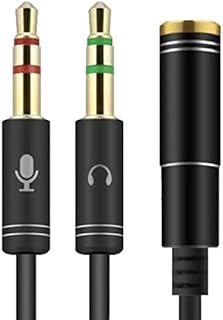VJK Headphone Mic Splitters Cable, CTIA Standard 3.5mm Female to 2 Dual 3.5mm Male Audio Mic Splitter Cable Gold Plated Adapter Fits for PC/Adapter/Speaker/Laptop Desktop/PS4/Xbox/Gaming