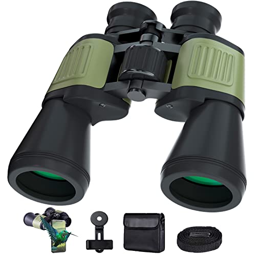 20X50 Hd High Power Binoculars For Adults With Upgraded Phone Adapter Low Light Night Vision Waterproof Binoculars For Hunting Bird Watching Concert Travel With Case And Strap, Green #TOP13