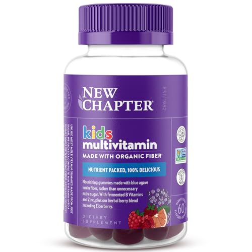 New Chapter Kids Multivitamin Gummies - 65% Less Sugar, Kids Gummy Vitamins with Vitamins C, D3 & Zinc, Non-GMO, Gluten Free, Berry-Citrus, 60ct