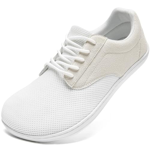 JUEQIBAA Sneaker Herren Schuhe Breite Füße Weit Zehenschuhe Turnschuhe Sportschue Laufschuhe Sommerschuhe Barfusslaufschuhe Weiß EU 39