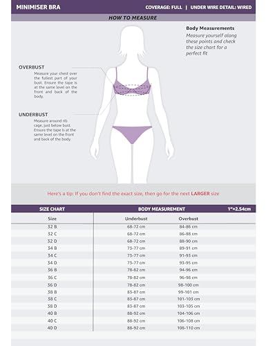 Image of Symbol Premium Nylon Blend Women's Minimiser Bra (Non Padded,Wired,Full Coverage,Broad Cushioned Strap,4 Way Stretch Fabric)