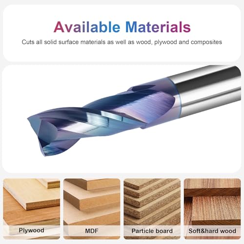 Image of SpeTool Upcut Spiral Router Bit 1 /2 Shank, 1-1 /4 Inch Cutting Length, TAC Coated CNC Router Bits, Solid Carbide End Mill for Woodworing Cutting, Slot Mortise, Carving, Engraving