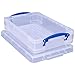 Really Useful Box 4 Liter Plastic Stackable Storage Container w/Snap Lid & Built-In Clip Lock Handles for Home & Office Organization, Clear (2 Pack)