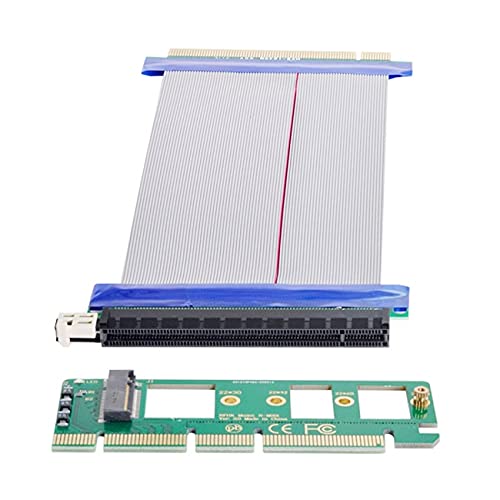NFHK NGFF M-key NVME AHCI SSD to PCI-E 3.0 16x x16 Vertical Adapter with Cable Male to Female Extension, Durchsichtig - Image 2