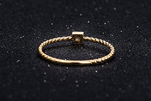 1/20CT Mini Princess-Cut Diamond Twisted Braided Band Stacking Minimalist Engagement Ring in 10k Gold, 0.06 CTTW4