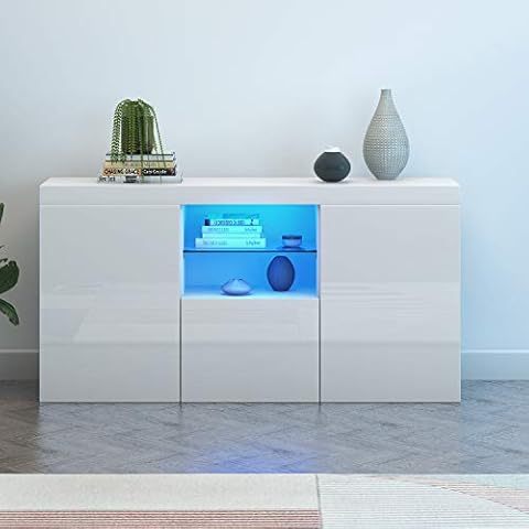 Panana High Gloss Sideboard with LED Lights Cover