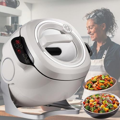 Robot de cocina, máquina de arroz frito eléctrica con tambor giratorio de 360°, máquina de cocción automática, rotación de alimentos de 360° similar a la humana, calefacción integral 3D