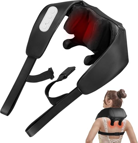 BIBIRE Cuscino massaggiante cervicale con funzione di calore, massaggiatore Shiatsu 4D di massaggio del tessuto profondo, per spalle, gambe, muscoli del corpo per alleviare il dolore, ideale per casa