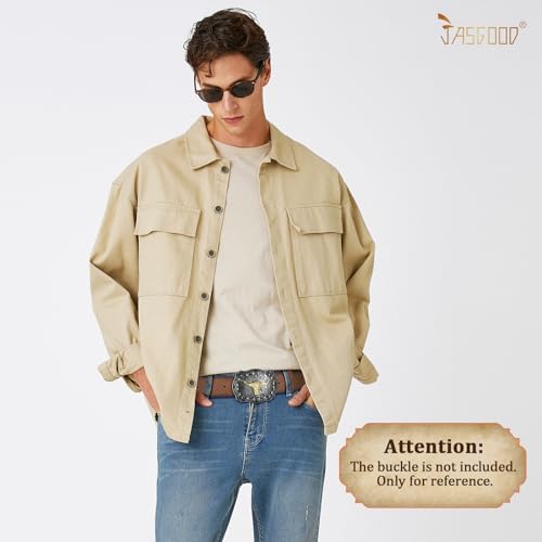 JASGOOD Western Leather Belt Strap for Men without Buckle Engraved Embossed Cowboy Leather Belt Strap 1.5 inch Wide3