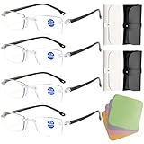 4Pcs Zoom Brille Intelligente Brille mit Automatischer Sehstärke Multifokale Brille Dioptrien Verstellbar Anti Blaulicht Lesehilfe Damen Herren für Nah und Fern mit 4 Brillenetuis 4 Brillenputztuch