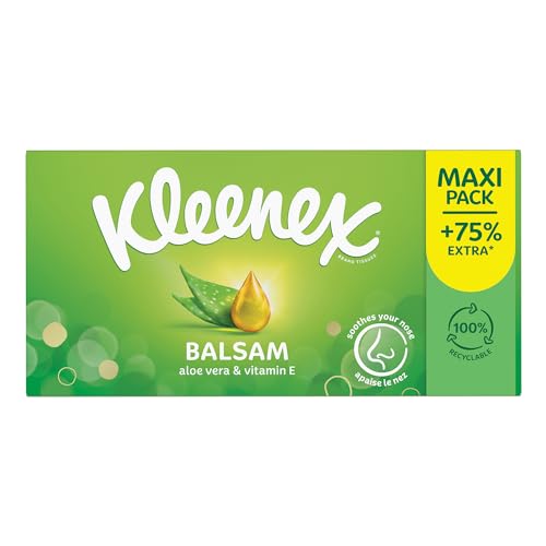 Mouchoirs Kleenex Balsam boîte maxi-pack de 112 mouchoirs fabriqués en France