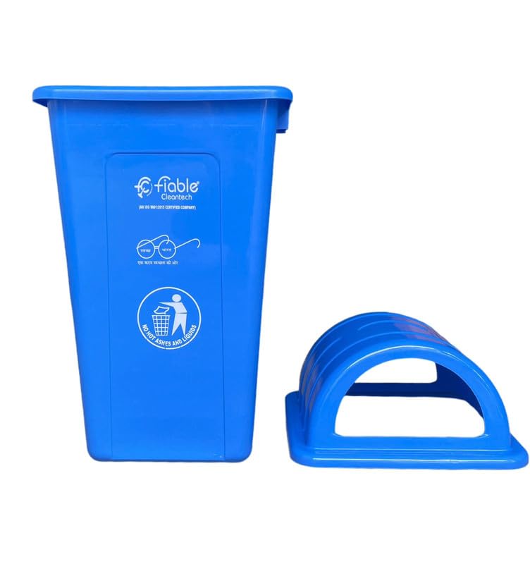 Image of 90L Blue Dome Shape Plastic Dustbin - Pack of 3 | Large Outdoor Trash Can for Residential & Office