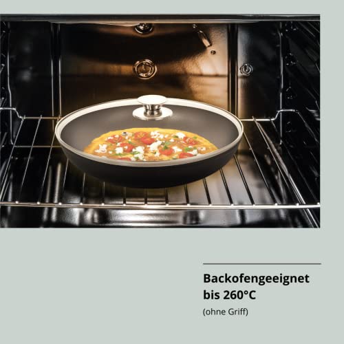 Genius Cerafit Plasma Bratpfanne 28cm + Glasdeckel - ofenfeste Keramikpfanne mit kratzfester Antihaft-Beschichtung | Induktions-Pfanne mit abnehmbarem Griff für alle Herdarten – Bild 6