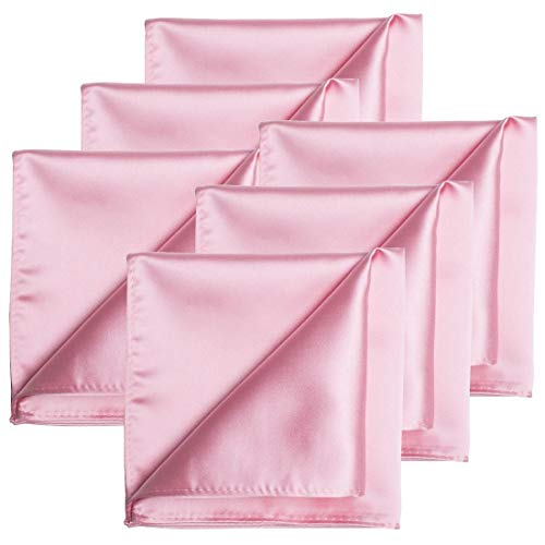 Image of KissTies 6PCS Satin Pocket Square Plain Color Handkerchief Gift Set