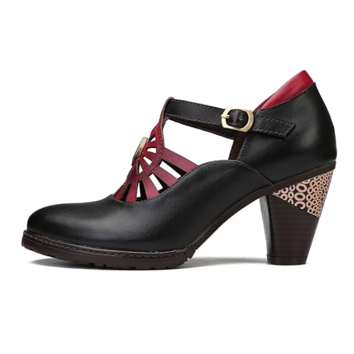 Superladystar's Handmade Leather Adjustable Belt Women's Pumps, Retro Style, Casual4