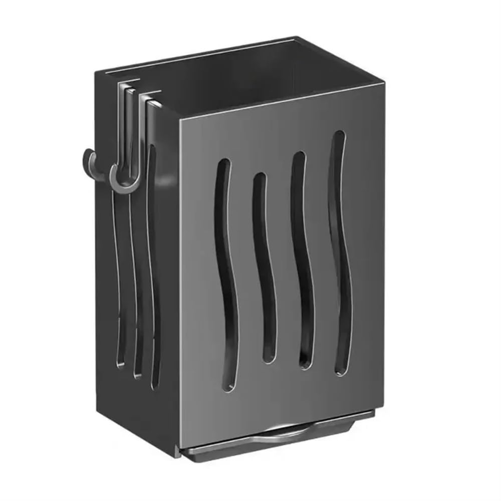Lot de 2 porte-ustensiles de cuisine multifonction - Support mural autoportant en plastique pour baguettes - Gris