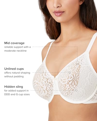 Image of Wacoal Women's Halo Lace Unlined Mid Coverage Underwire Bra, 851205