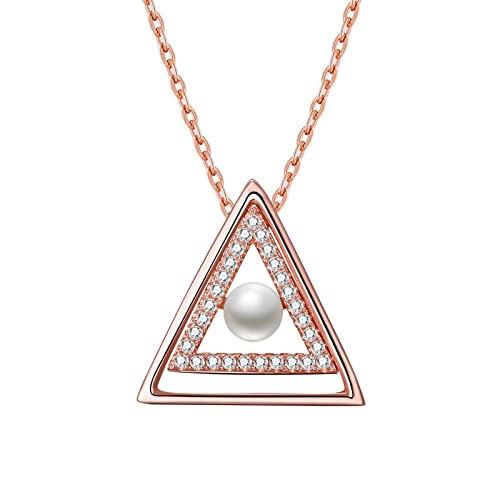 Collier Argent 925 à double triangles et perle fantaisie pour sublimer vos tenues de bureau