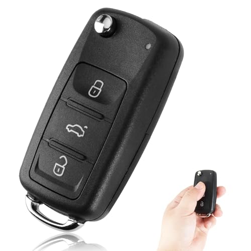 3 Botones Carcasa Plegable Llave de Coche a Distancia Carcasa para VW Funda Repuesto, Plegable con Control Remoto Compatible con Golf Mk6, Polo, Passat, Tiguan, Seat, Skoda Octavia