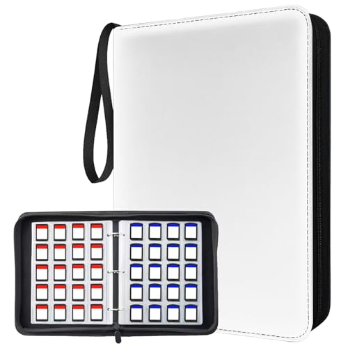 ANIXITECH 300 Slots Game Card Holder Binder for Animal Crossing ACNH Mini Cards Storage Organizer with Sleeves Compatible PS Vita SD Memory Cards Portable Card Album Book (White)