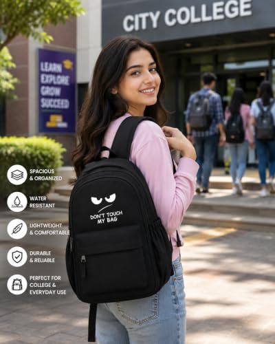 Image of Daisy Flower Printed Backpack for Girls & Women | Water Resistant School College Bag | Lightweight Casual Travel Backpack with Multiple Compartments | Black