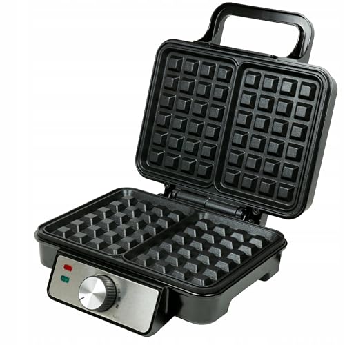 Huslog Gaufrier 1200 W, 2 Grandes Gaufres Belges, Plaques Antiadhésives, Poignée Cool-Touch, Réglage Température, Compact, Chauffe Rapide, Noir