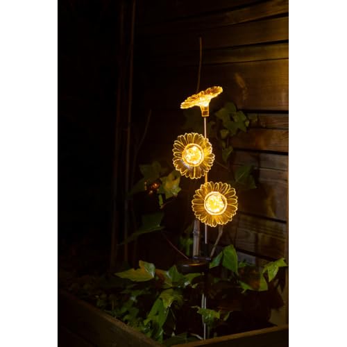 Galix Décoration solaire: 3 tournesols 75 cm, top déco jardin jour, nuit, facile à planter