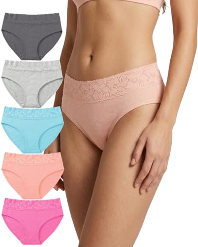 Image of NICSY Women's Panties Full Coverage Soft Touch Cotton Elastane Stretch Lace Underwear Styled Hipster with Panty for Women