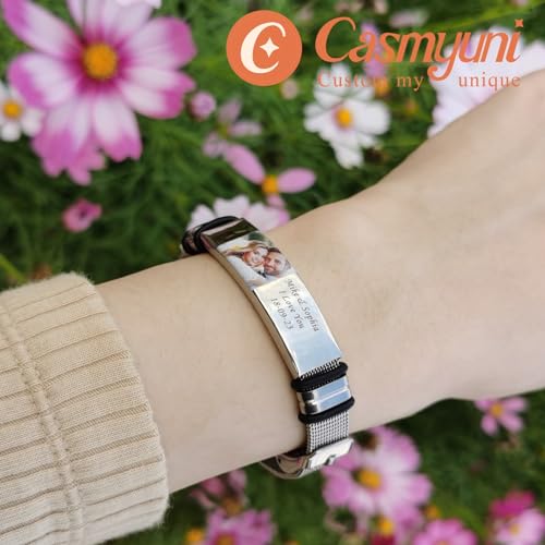 Personalized Memorial Bracelet,Photo Bracelet Customized Picture,Memory Jewelry,Custom Memorial gifts for Women/Men (Gift Box)2
