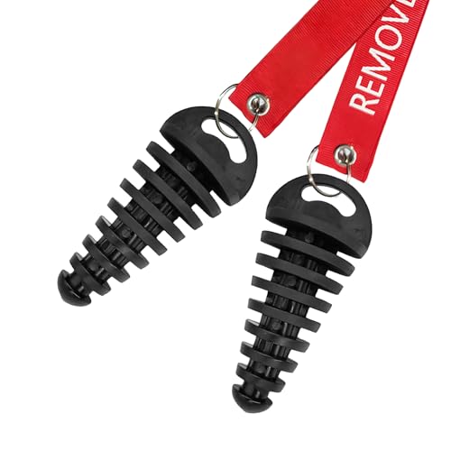 BWBWND 2 PCS Muffler Exhaust Wash Plug, 0.6"-1.5" Rubber Exhaust Silencer Washing Plug with Streamer, Tail Pipe Wash Plugs Remove Before Start Engine for 2 Stroke Motorcycle Bikes (Black+Red...