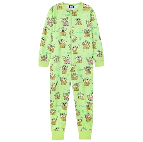 Disney Pijama Niña - Stitch Pijama Niña Entero, Onesie Cierre Cremallera Completo, Edad 4-14 Años, Regalo Navidad (Verde Baby Yoda, 5-6 años)