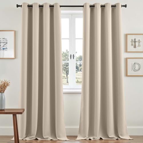 Vangao Gardinen mit Ösen Blickdicht Wohnzimmer H260xB140cm 2er Set Beige – Ansicht 1