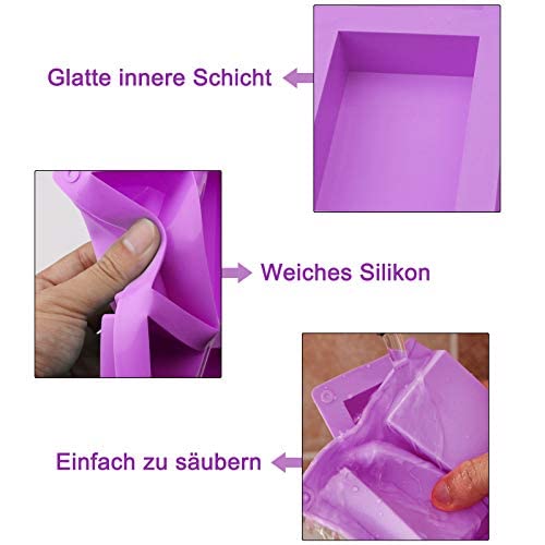 DONQL 2Stück SIlikonform Seifenform Silikonform Rechteckig 6-Teilig Hand Made Seifenform für DIY Hausgemachte Handwerk (Lila+Blau)