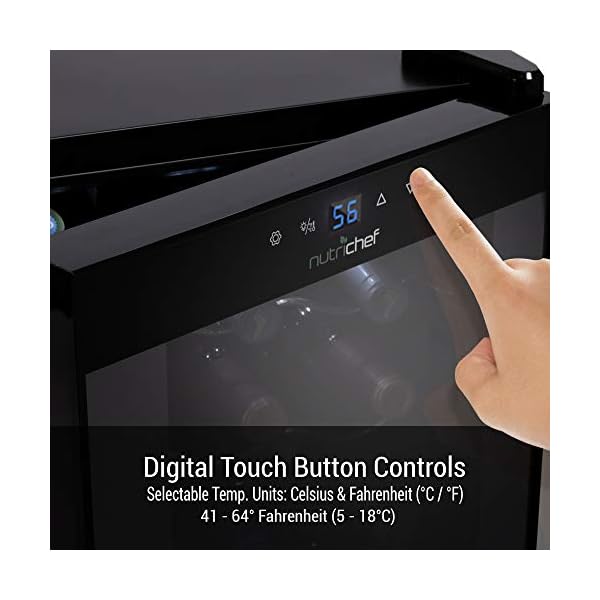 NutriChef Wine Cooler Refrigerator 18Bottle Wine Fridge with AirTight Glass Door, Touch