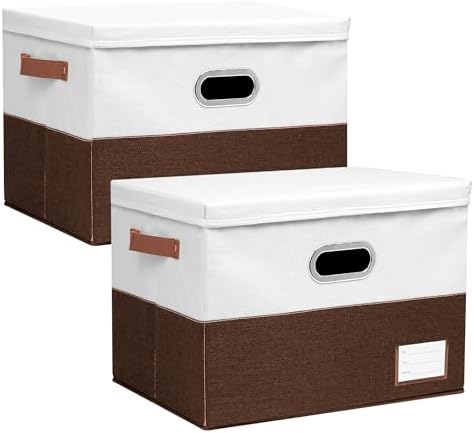 Foldable Fabric Storage Boxes with Lids, Collapsible Versatile Bi...