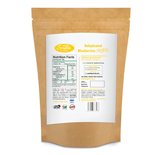 Image of Sindhi Dry Fruits Dehydrated Blueberries, Dried Blueberries, Soft and Juicy, 100% Vegan, Powerhouse of Antioxidants, 900 Grams (Zip Pouch)