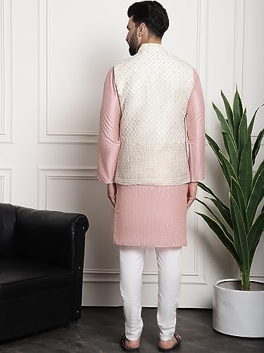 Image of SOJANYA (Since 1958 Men's Silk Blend Kurta and Pyjama with Nehru Jacket