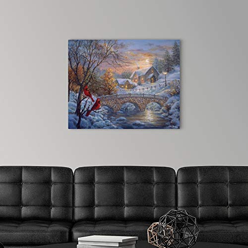 Winter Sunset Canvas Wall Art Print, Bridge Artwork #TOP2