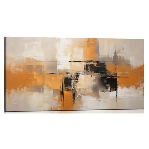 Sense&Sensitivity Arts Modern Orange Abstract Wall Art - Premium Textured Wall Art, Orange, Grey and Black Wall Decor for Home and Office Decor Wall Painting Contemporary Geometric Print Pictures Home Decoration Ideas 40x20 Ready to hang